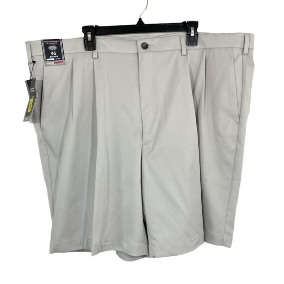 Roundtree & Yorke NEW Classic Fit Pleat Front Gray Shorts Travel Smart - Size 46 - Picture 1 of 7